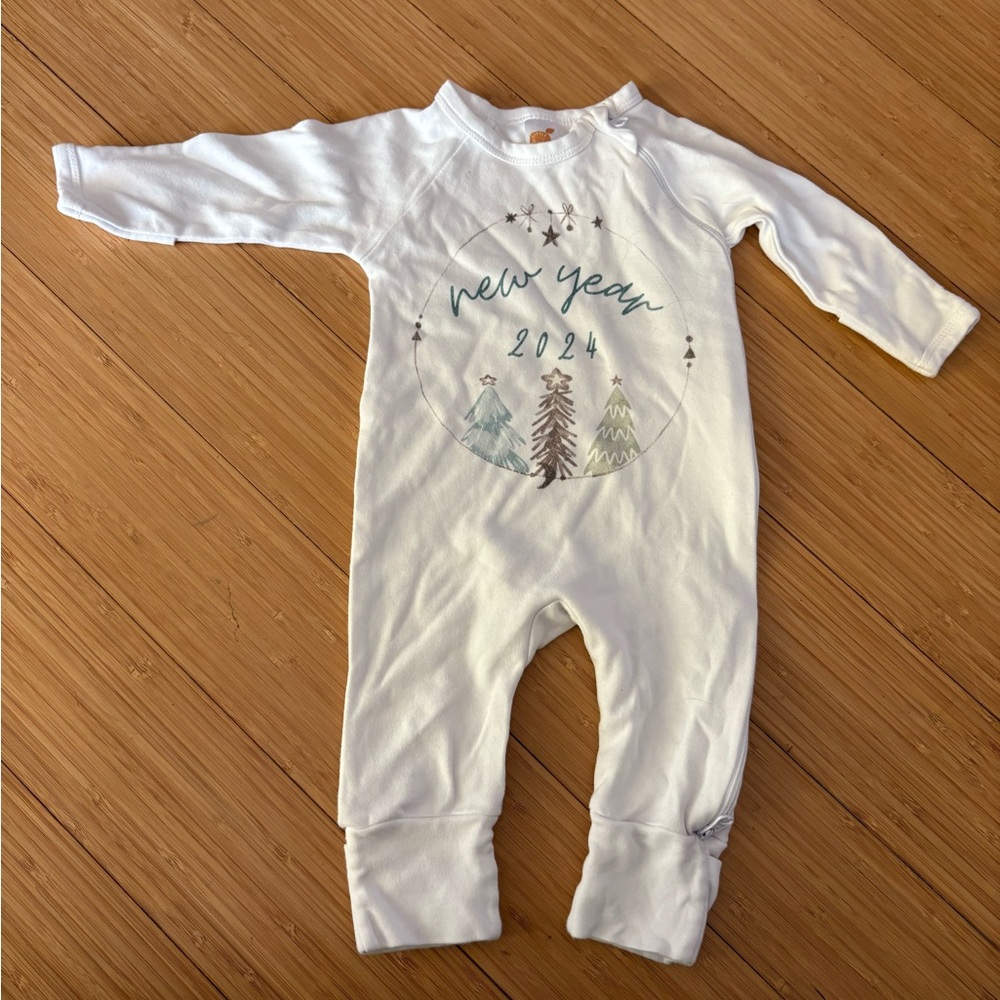 Cozy White New Year Kids Pajama Footies